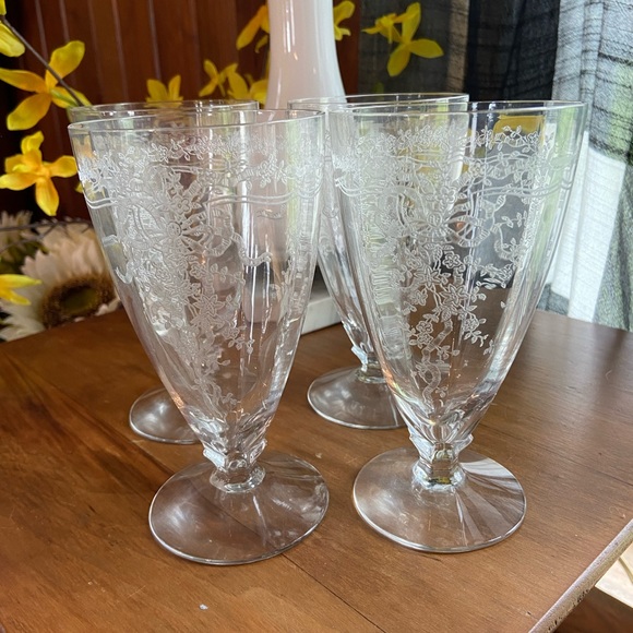 Vintage retired Fostoria June parfait footed glasses